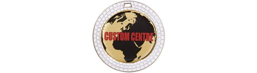 70MM WHITE GEMSTONE SPARKLE CUSTOM MEDAL - GOLD, SILVER OR BRONZE 70MM WHITE GEMSTONE SPARKLE CUSTOM MEDAL - GOLD, SILVER OR BRONZE